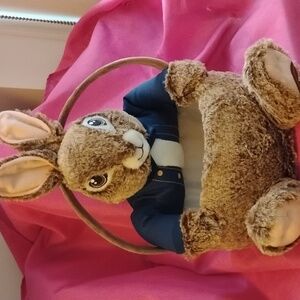Brown and Blue Plush Bunny Basket